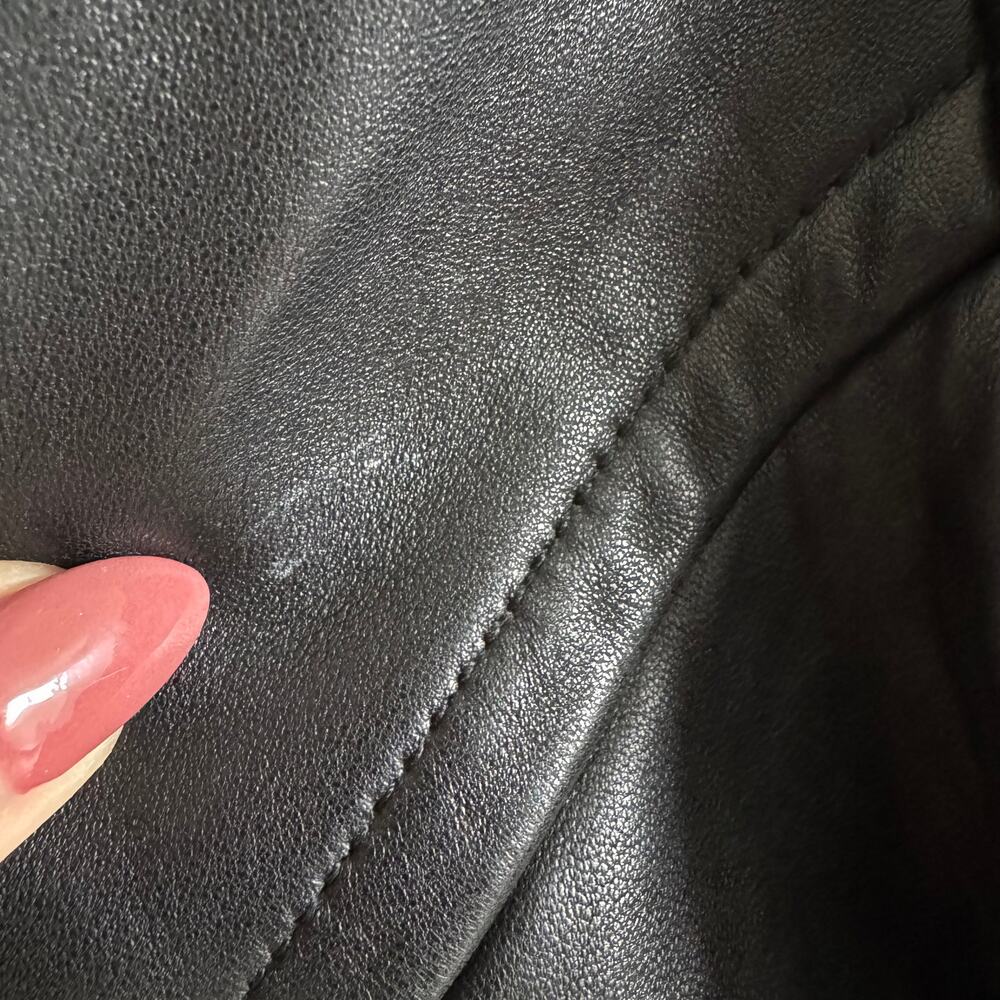 Vintage London Fog Black Leather Jacket Size Small Button Front Collared Coat - Picture 6 of 11